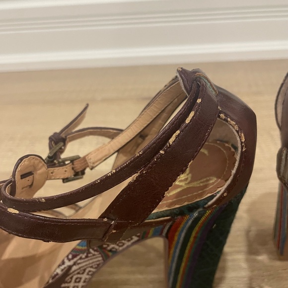 Cool Way platform leather cutout strappy aztec rainbow print sandal heels - 10 - Picture 9 of 9